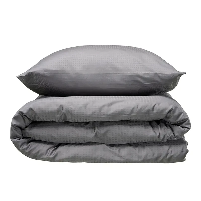 Sengetøj 200x200 cm - Blocks - Bomuldssatin - Dark Grey